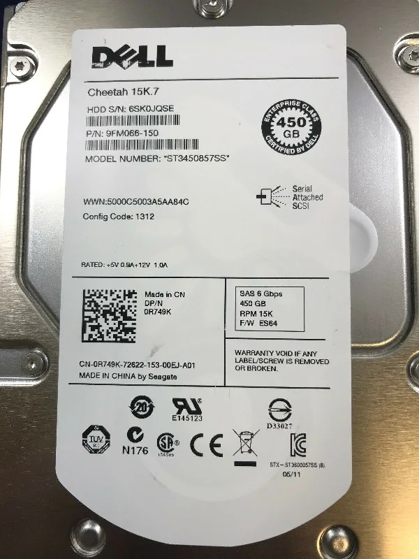 CN-0R749K Dell 450GB 15K SAS Hard Drive