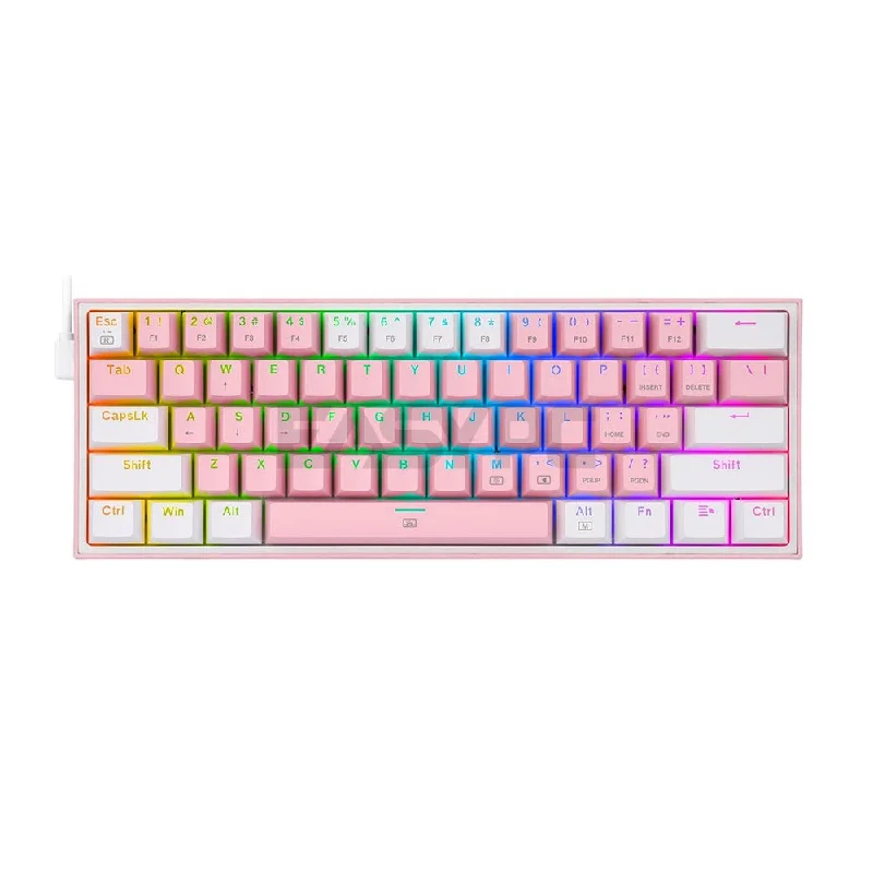 Redragon K617 FIZZ 60% Wired RGB Gaming Keyboard ,Red Switch, Pink & White