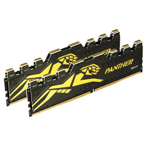 Apacer Panther - Golden 32GB 16GX2 DDR4 3200mhz Desktop Gaming Memory with Heat Sink AH4U32G32C2827GAA-2