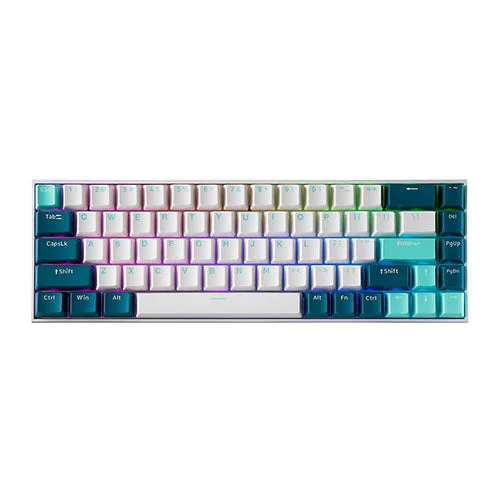 Tecware B68+ TKL White Teal BT Wireless Mech Keyboard Gateron BLACK