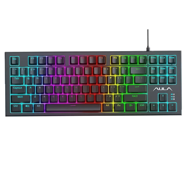 Aula Wind F3032 Brown Switch Wired Rainbow Gaming Keyboard English & Arabic - Black