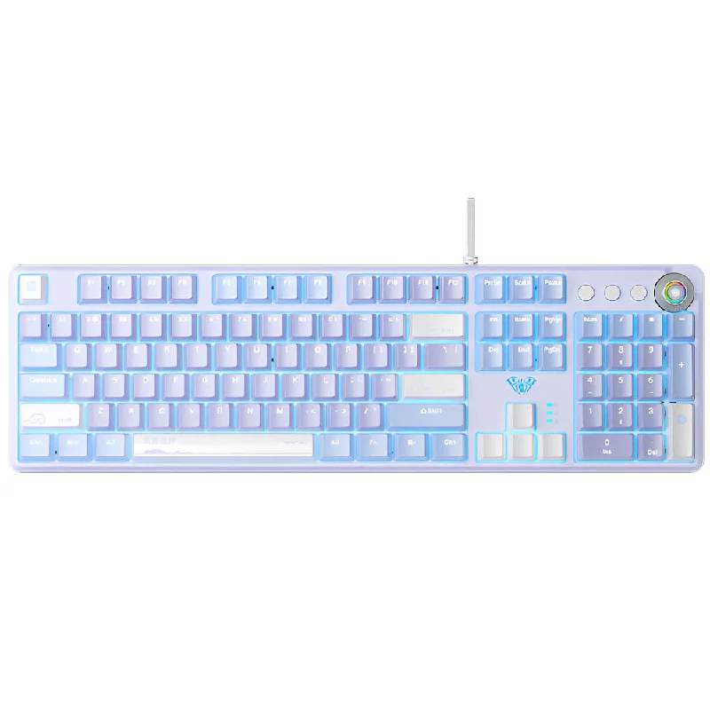 Aula Wind F2088 Pro Blue Backlit Wired Gaming Keyboard English & Arabic - Purple