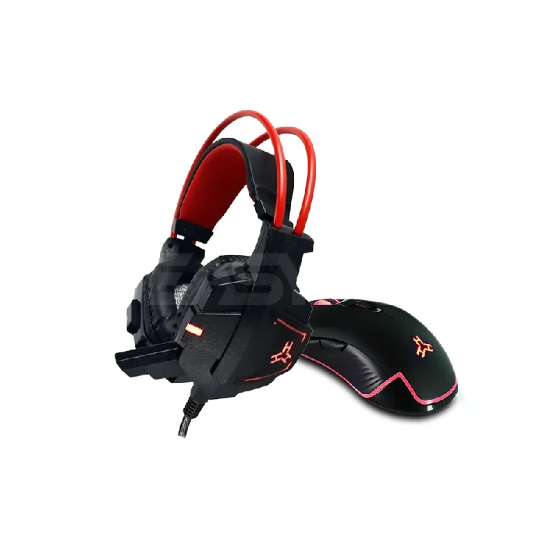 RAKK Alti Illuminated BVR Gaming Mouse + RAKK Daguob Illuminated Gaming Headset Red