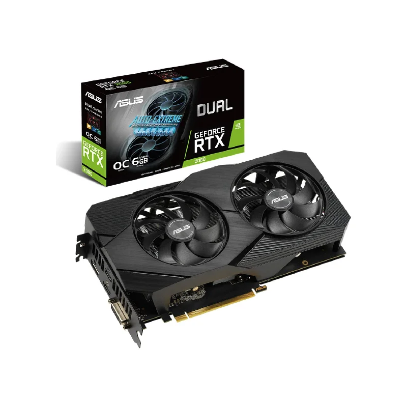 ASUS GeForce RTX 2060 Graphics Card 6GB GDDR6 Dual-Fan EVO Edition VR Ready HDMI DisplayPort DVI Graphics Card (DUAL-RTX2060-O6G-EVO)