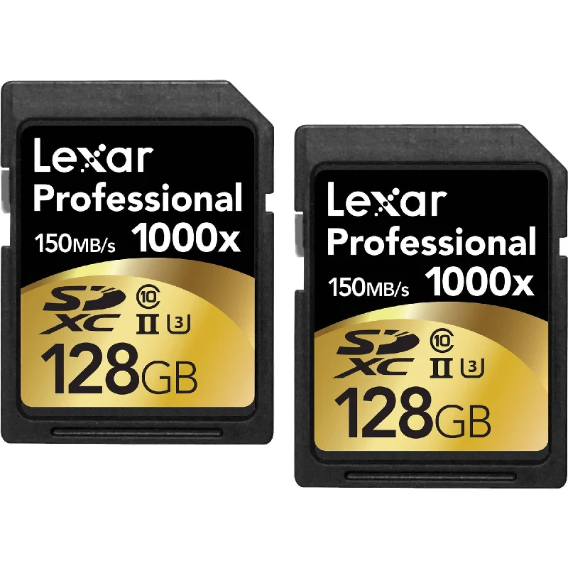 Lexar 128GB Professional 1000x UHS-II SDXC Memory Card (2-Pack, Class 10, UHS Speed Class 3)