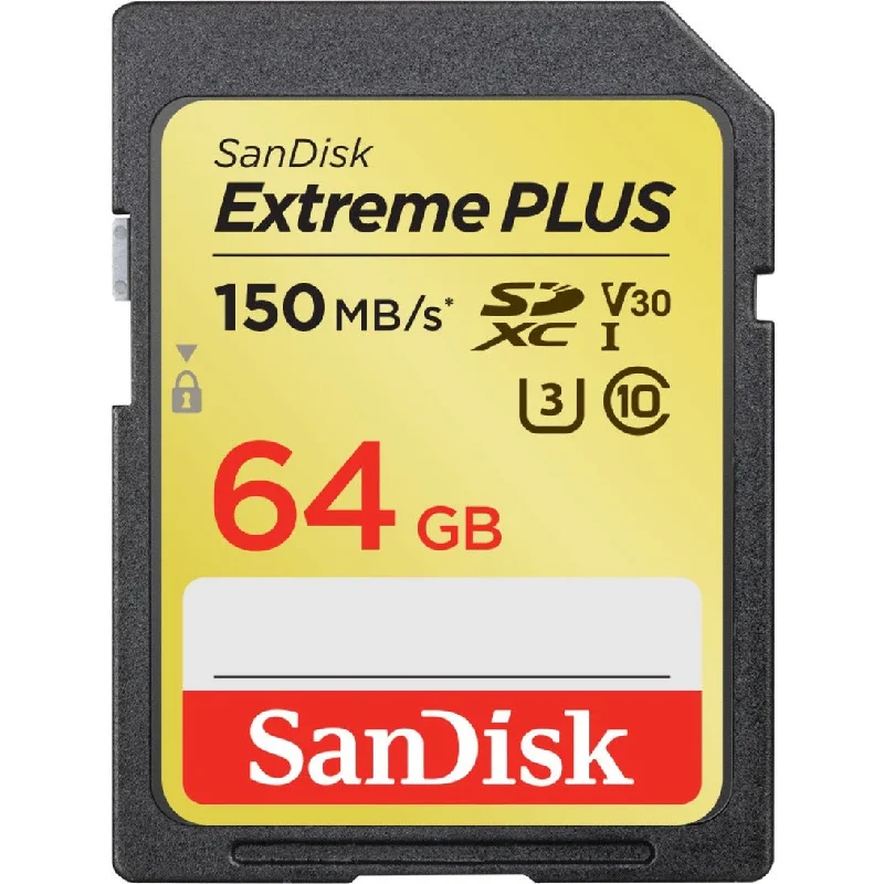 SanDisk SDSDXW6-064G-ANCIN 64GB Extreme PLUS SDXC Card, 150MB/s Read Speed, 60MB/s Write Speed