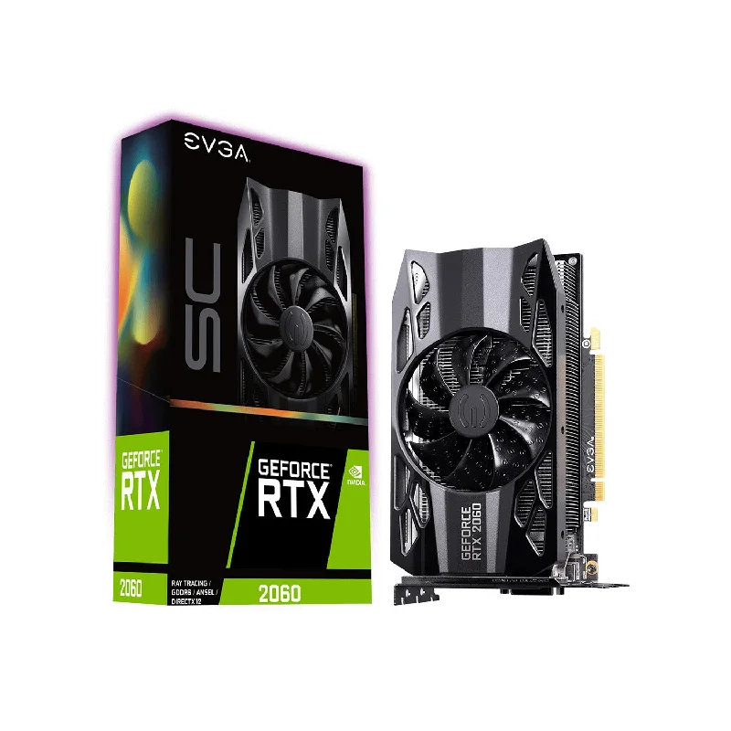 EVGA GeForce RTX 2060 Graphics card - 6GB GDDR6, PCIe 3.0 Video card, 1710 MHz Boost clock, Display port, HDMI, DVI-D (06G-P4-2062-KR)